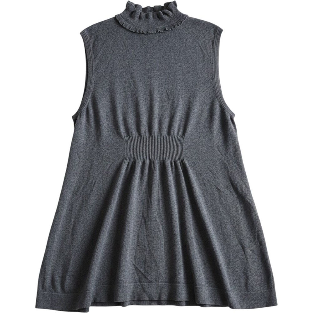 Style & Co Woman Gray Ruffle Trim Sleeveless Open Front Cardigan Sweater 2X - Picture 2 of 4